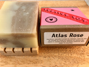 Atlas Rose Bar Soap with palmarosa, black pepper, ylang ylang, lime & bergamot
