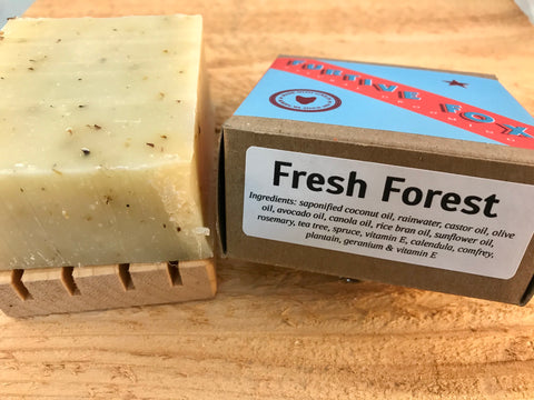 Fresh Forest bar soap w/ geranium, spruce, tea tree, rosemary, calendula, comfrey & plantain